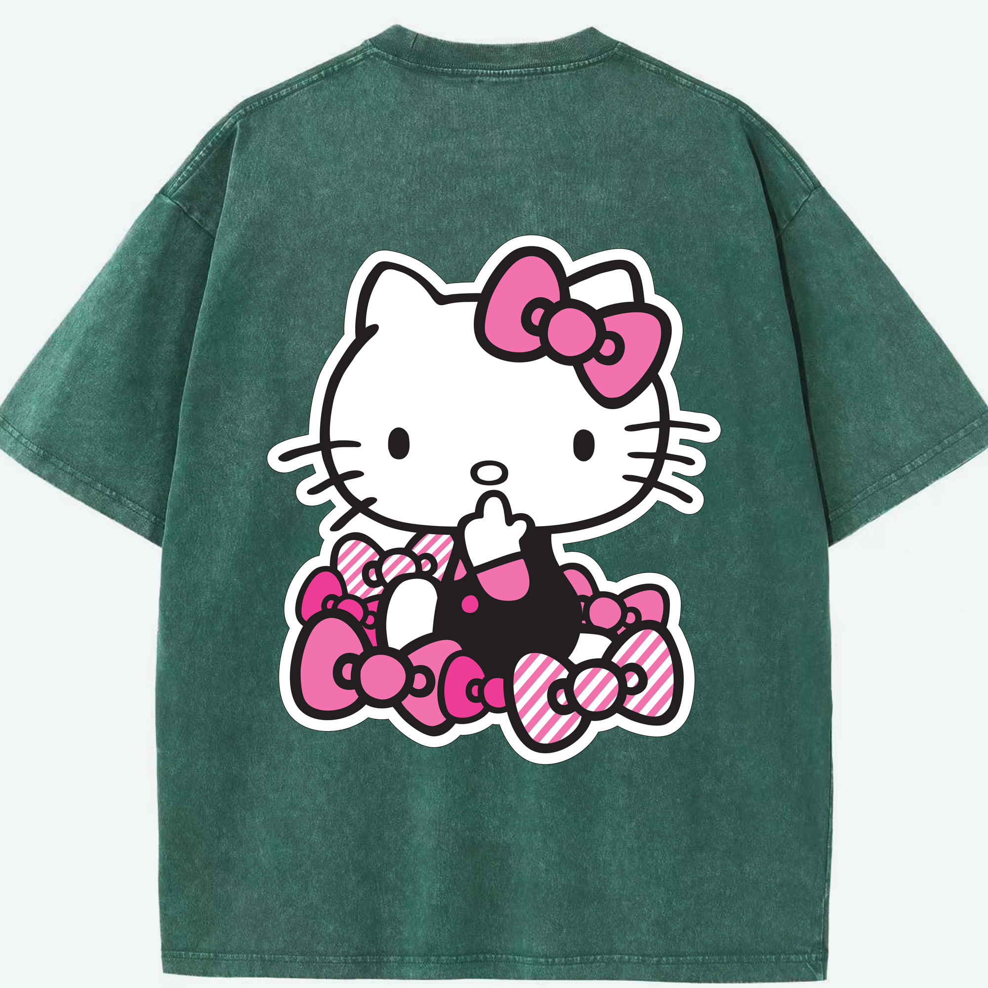 （画像用） Hello Kitty ハローキティ 綿100% ヴィンテージ風 半袖Tシャツ（背面プリント）